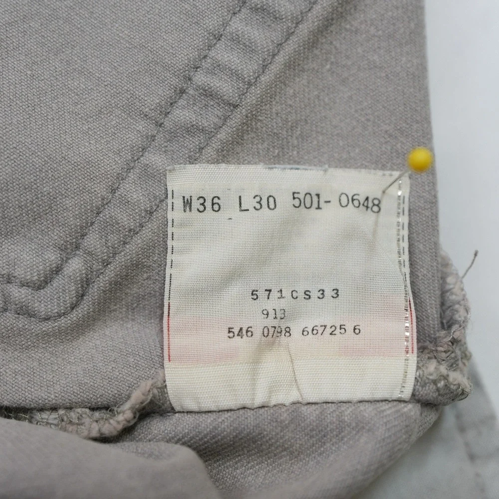 Vtg 90s Levi's 501s 36X30 (35.5X28)‎ Denim Jeans Gray ButtonFly Classic Straight